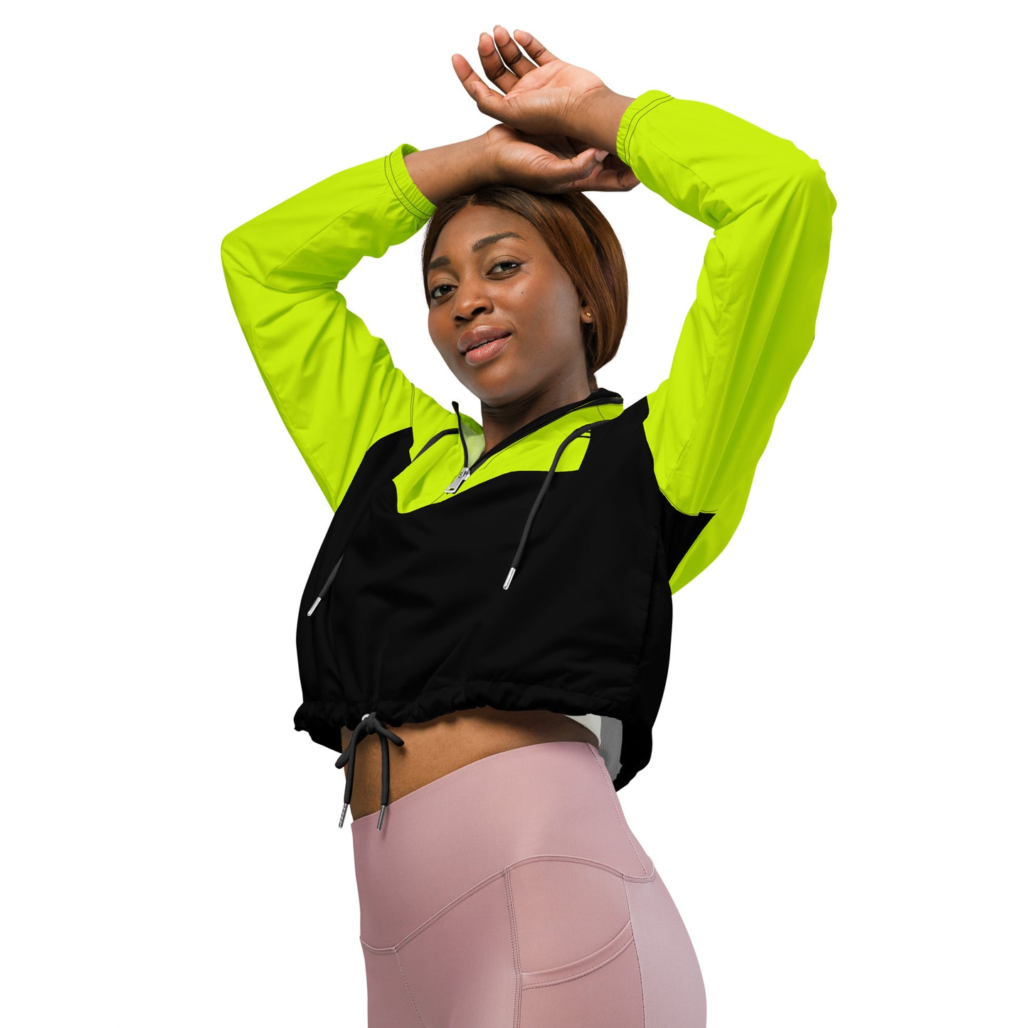 Neonx Women’s Cropped Windbreaker (Highlighter Yellow)