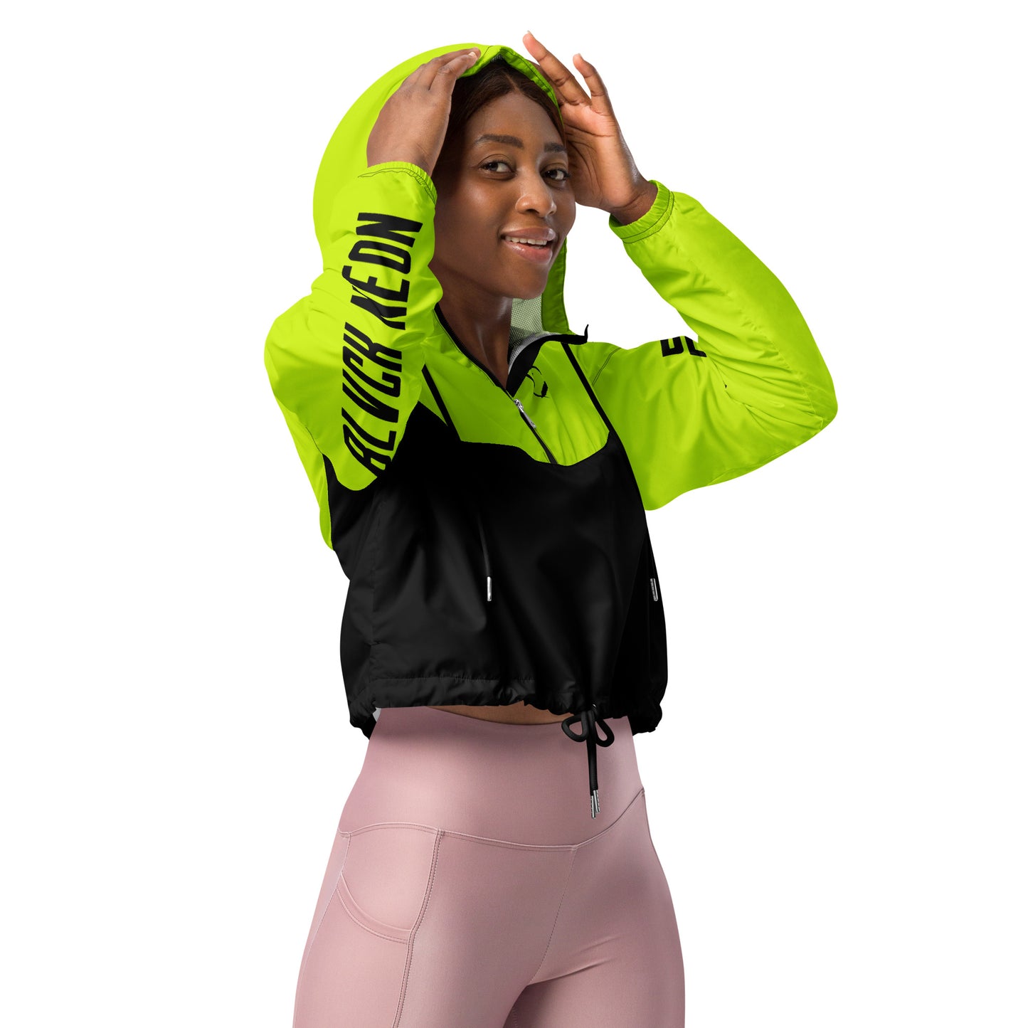 Neonx Women’s Cropped Windbreaker (Highlighter Yellow)